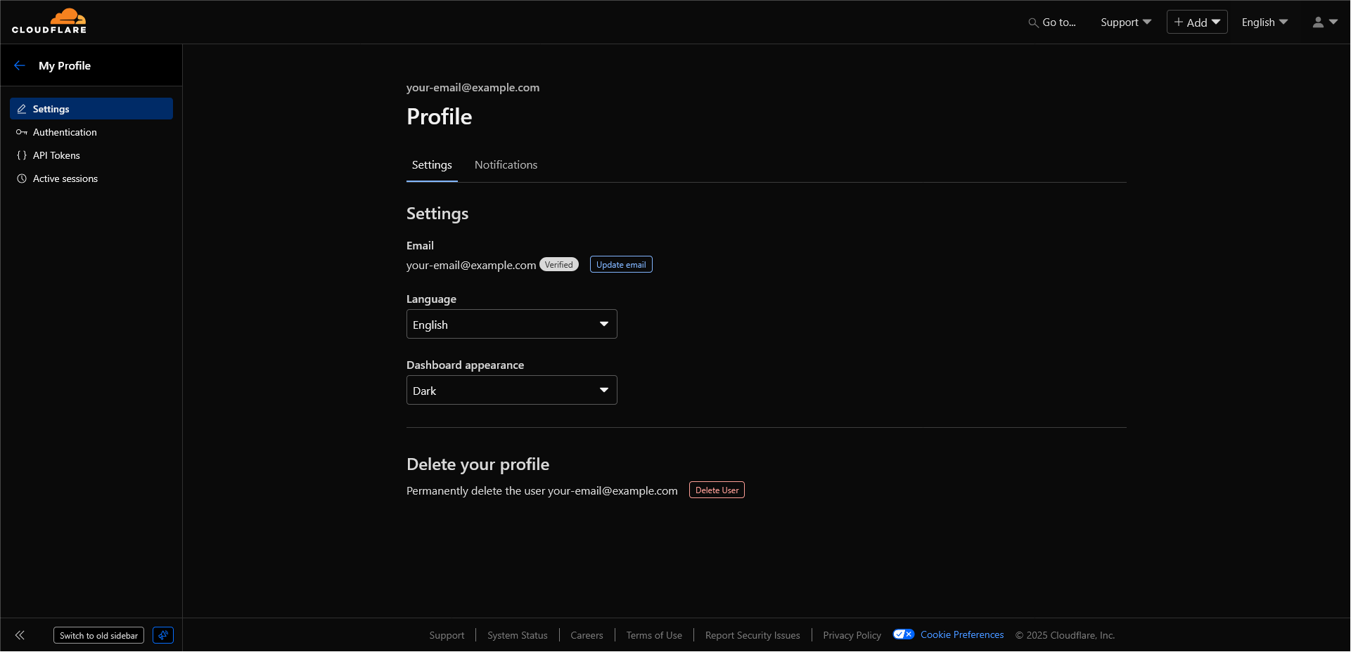 Account Settings Menu
